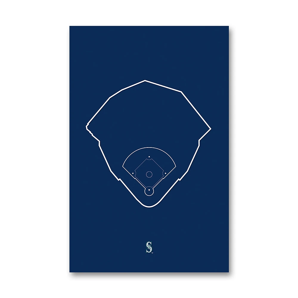Seattle Mariners T-Mobile Park 11" x 17" Ballpark Outline Art Poster