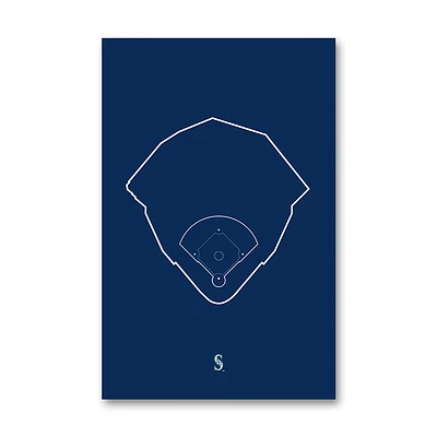 Seattle Mariners T-Mobile Park 11" x 17" Ballpark Outline Art Poster