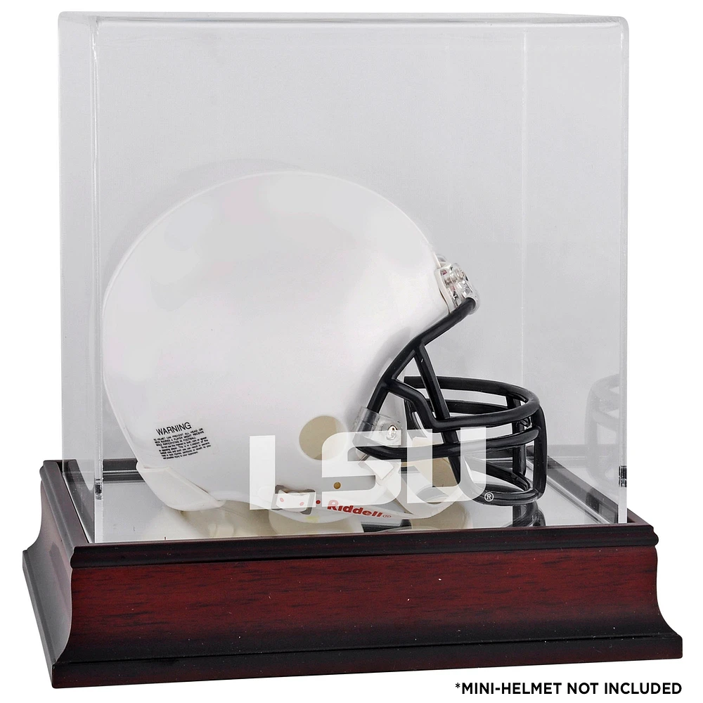 LSU Tigers Mahogany Mini Helmet Logo Display Case with Mirror Back
