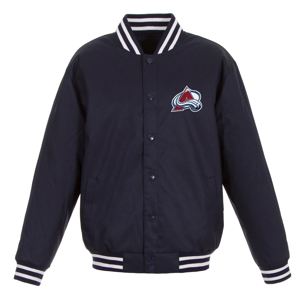 Men's JH Design Navy Colorado Avalanche Front Hit Poly Twill Jacket