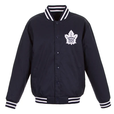Men's JH Design Navy Toronto Maple Leafs Front Hit Poly Twill Jacket