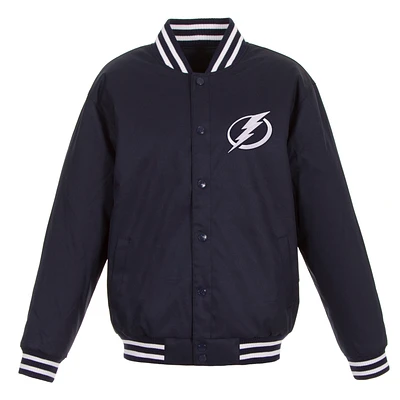 Men's JH Design Navy Tampa Bay Lightning Front Hit Poly Twill Jacket