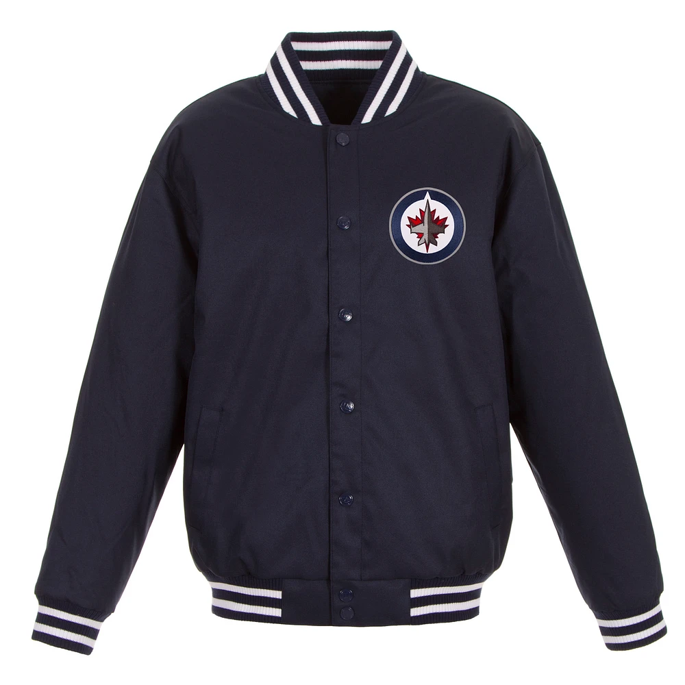 Men's JH Design Navy Winnipeg Jets Front Hit Poly Twill Jacket