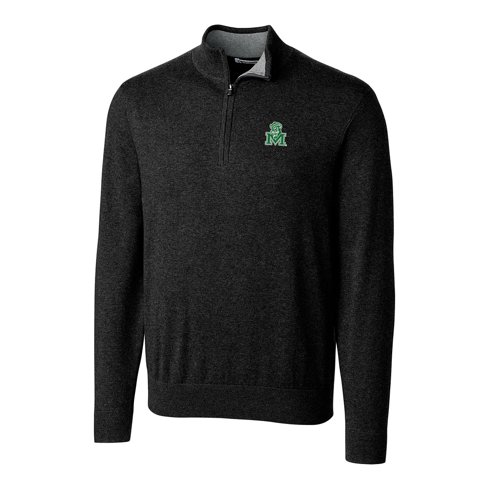Men's Cutter & Buck Black Marshall Thundering Herd Lakemont Vault Logo 1/2-Zip Jacket