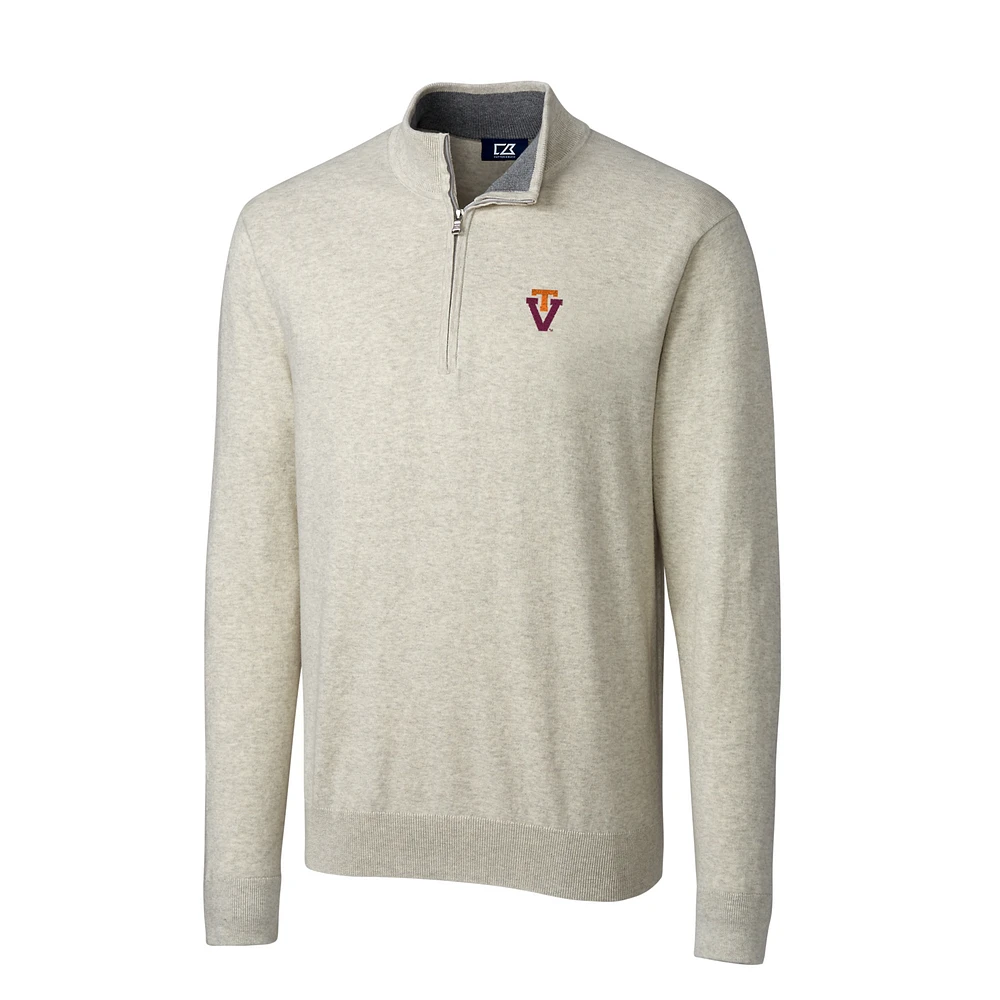Men's Cutter & Buck Cream Virginia Tech Hokies Lakemont Vault Logo 1/2-Zip Jacket