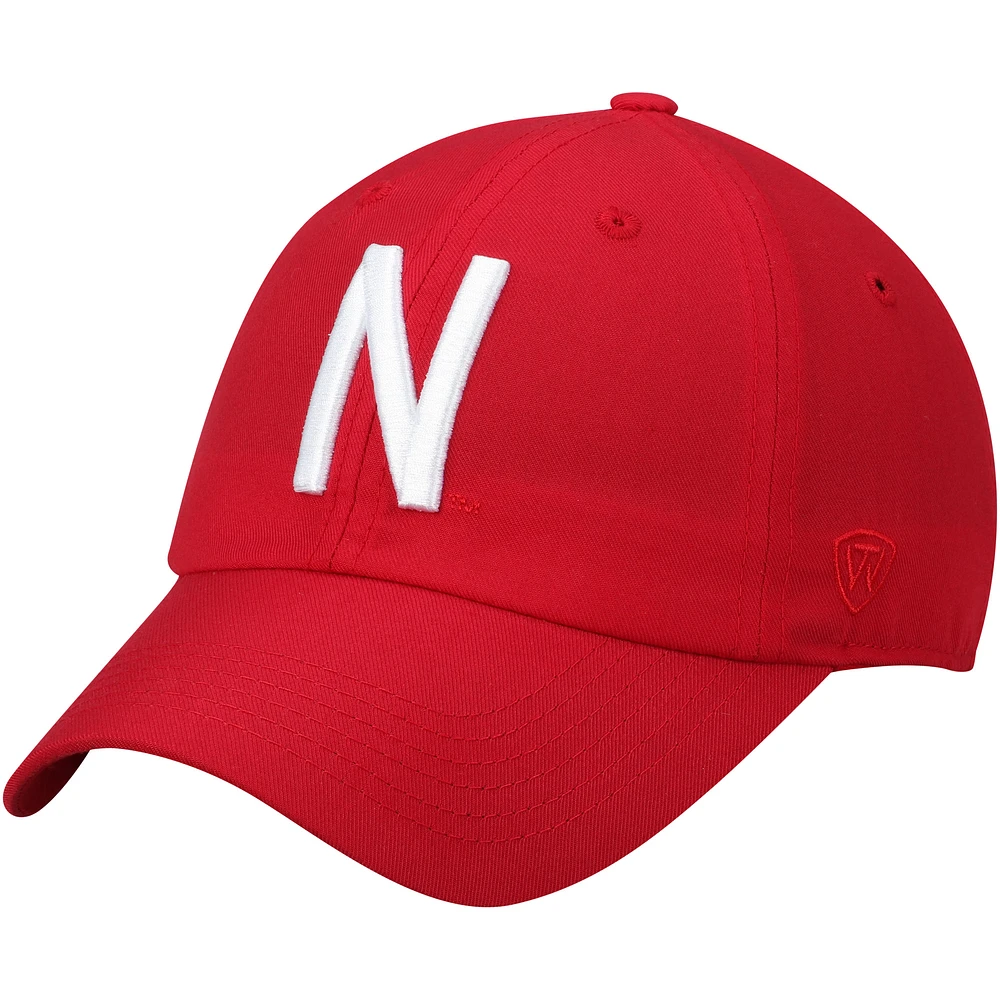 Men's Top of the World Scarlet Nebraska Huskers Staple Adjustable Hat
