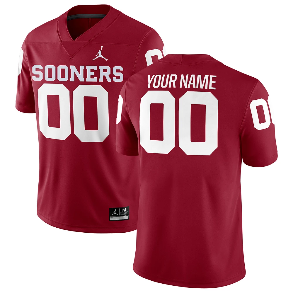 Men's Jordan Brand Crimson Oklahoma Sooners Football Custom Game Jersey