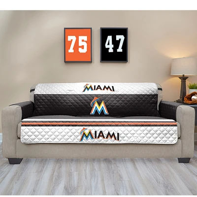Black Miami Marlins Sofa Protector