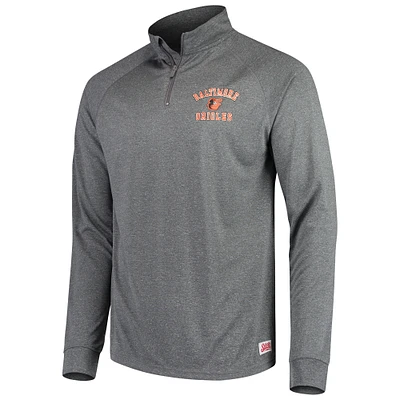 Men's Stitches Heathered Charcoal Baltimore Orioles Team Raglan Quarter-Zip Pullover Jacket