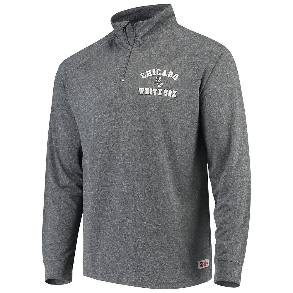 Men's Stitches Heathered Charcoal Chicago White Sox Team Raglan Quarter-Zip Pullover Jacket