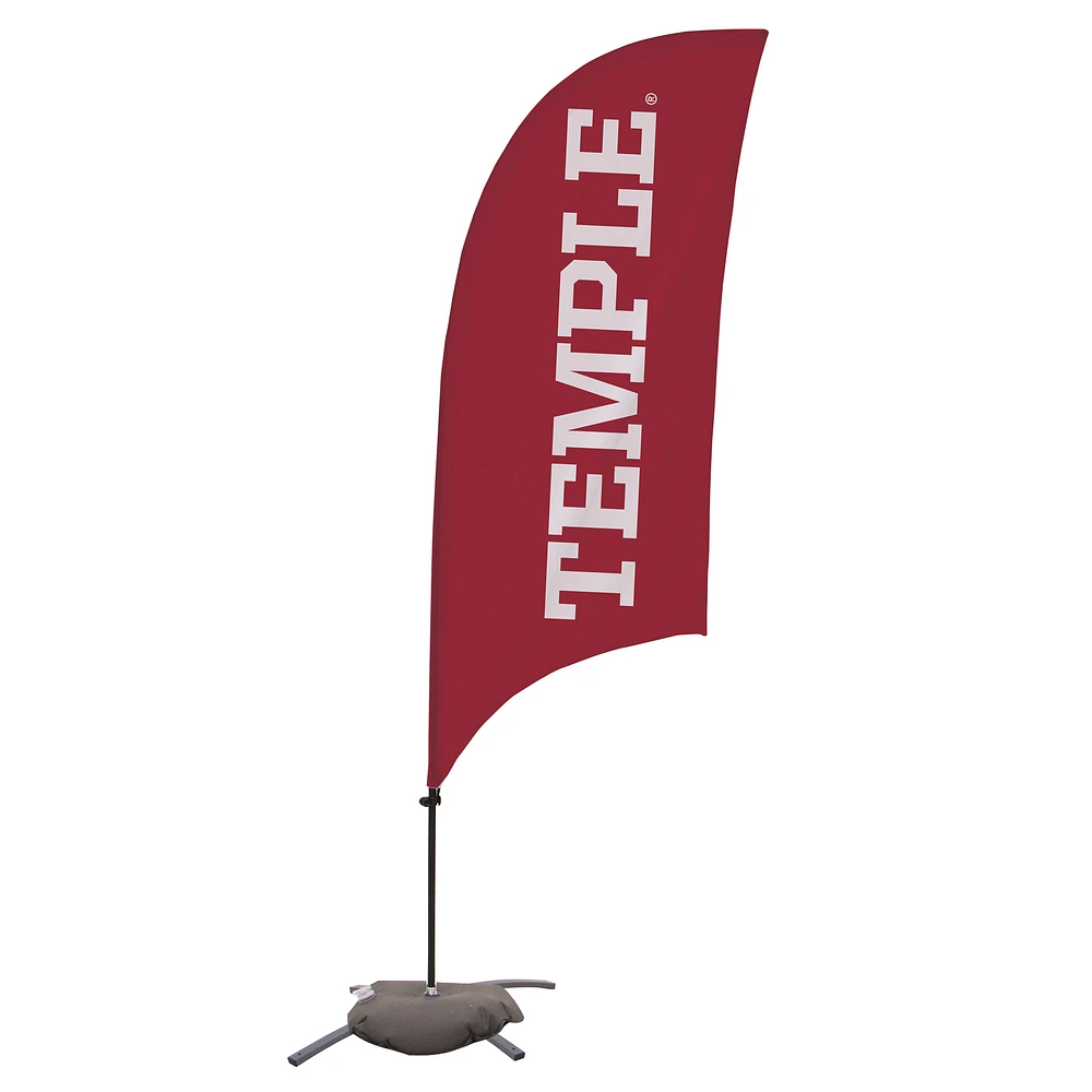 Temple Owls Team 7' Razor Sail Flag with Base