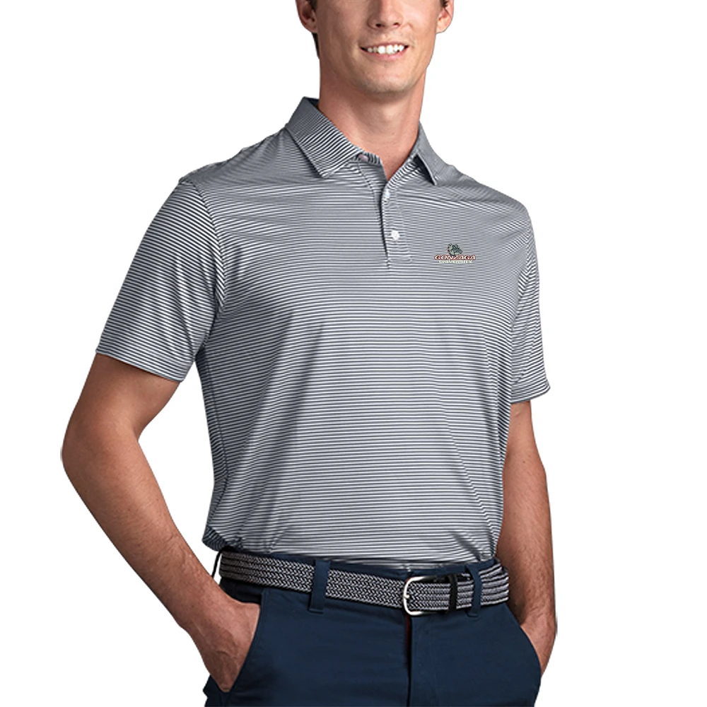 Men's Gray Gonzaga Bulldogs Pro Tonal Micro-Stripe Polo