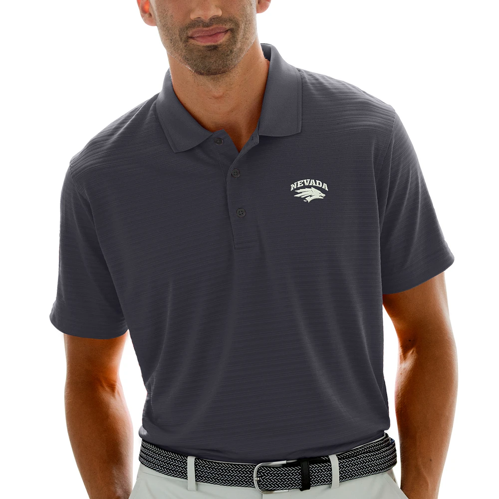 Men's Gray Nevada Wolf Pack Textured Stripe Polo
