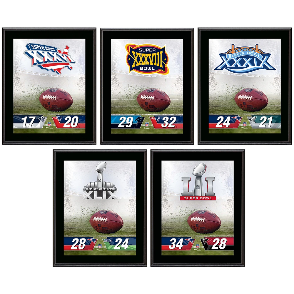 New England Patriots 10.5" x 13" Sublimated Super Bowl Champion Plaque Bundle