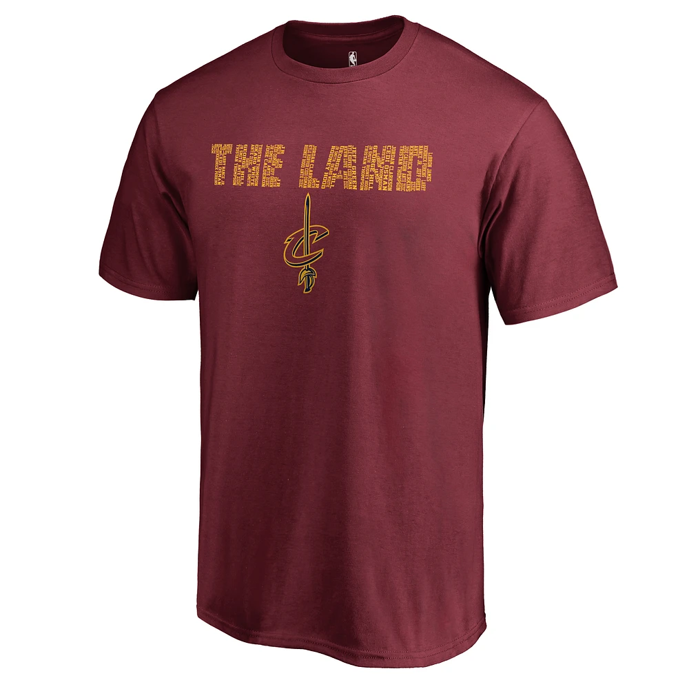 Men's Garnet Cleveland Cavaliers Hometown Collection Repeating Roster T-Shirt