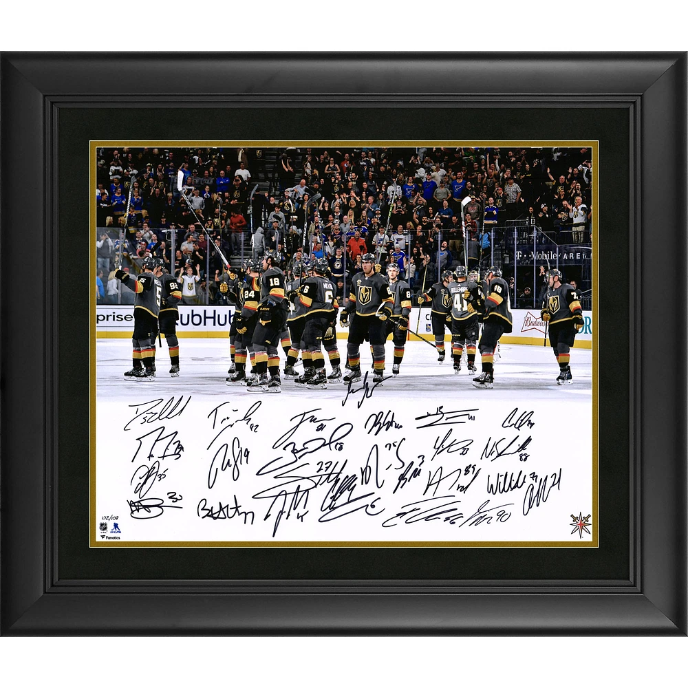 Vegas Golden Knights 2018 Western Conference Champions Framed Autographed 16" x 20" Stick Salute Photograph with 26 Signatures