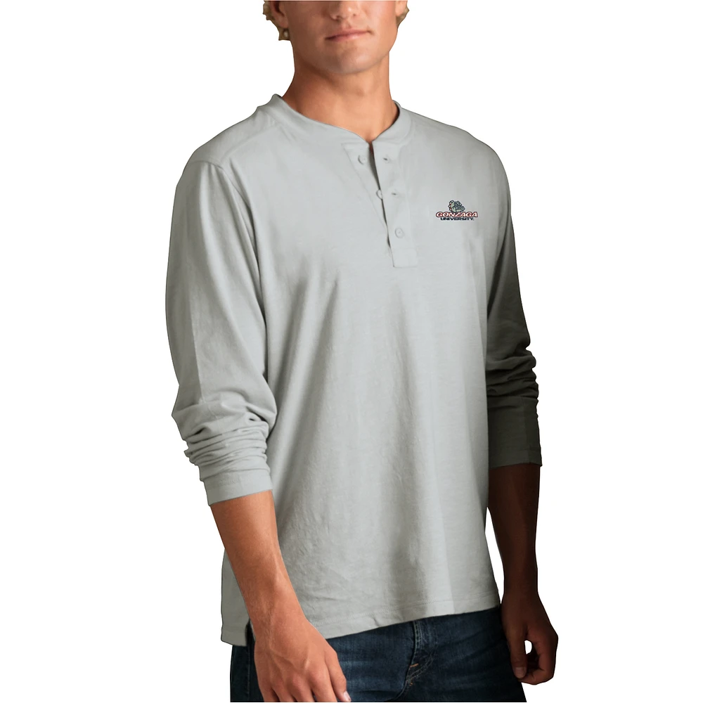 Men's Silver Gonzaga Bulldogs Cambridge Henley 3/4-Sleeve T-Shirt