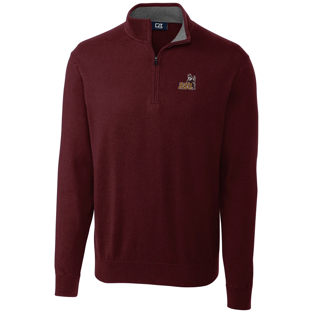 Men's Cutter & Buck Maroon Arizona State Sun Devils Big & Tall College Vault Lakemont Tri-Blend Half-Zip Pullover Jacket