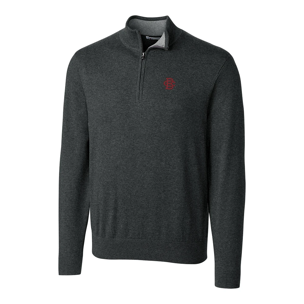 Men's Cutter & Buck Heathered Gray Boston College Eagles Big Tall Vault Lakemont Tri-Blend Half-Zip Pullover Jacket