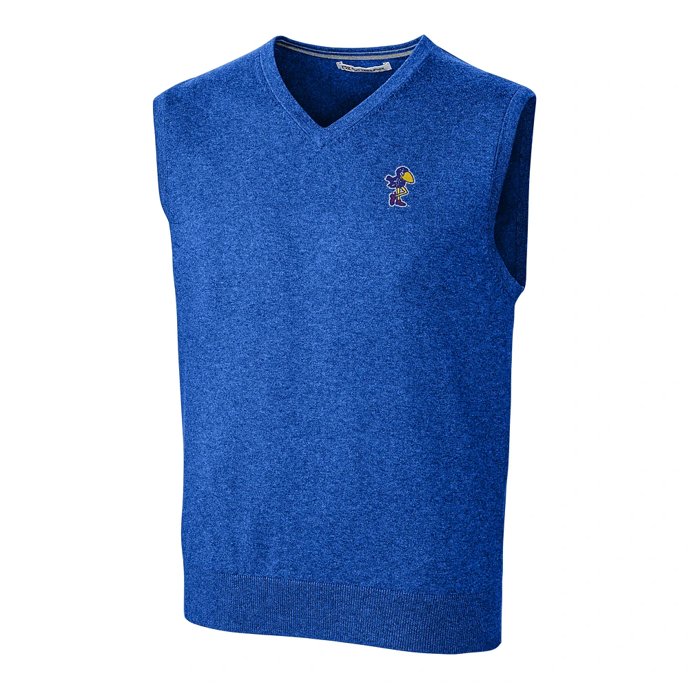 Men's Cutter & Buck Royal Kansas Jayhawks Big & Tall College Vault Lakemont Tri-Blend Vest