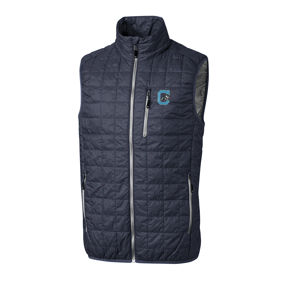 Men's Cutter & Buck Anthracite Citadel Bulldogs Big & Tall College Vault Rainier Full-Zip Vest