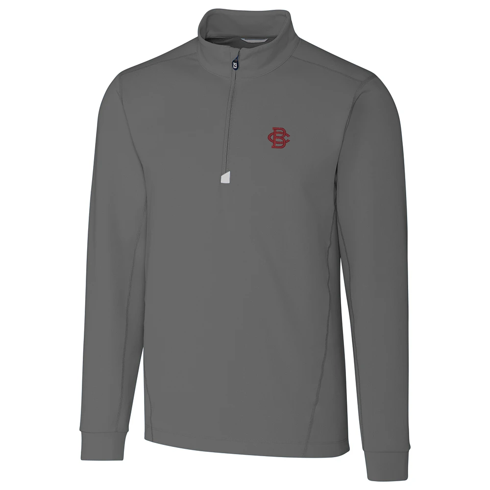 Men's Cutter & Buck Gray Boston College Eagles Big Tall Vault Traverse Quarter-Zip Pullover Jacket