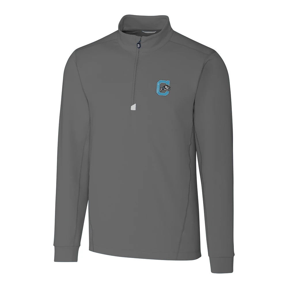 Men's Cutter & Buck Gray Citadel Bulldogs Big Tall College Vault Traverse Quarter-Zip Pullover Jacket