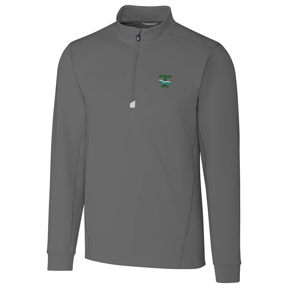 Men's Cutter & Buck Gray Tulane Green Wave Big Tall College Vault Traverse Quarter-Zip Pullover Jacket