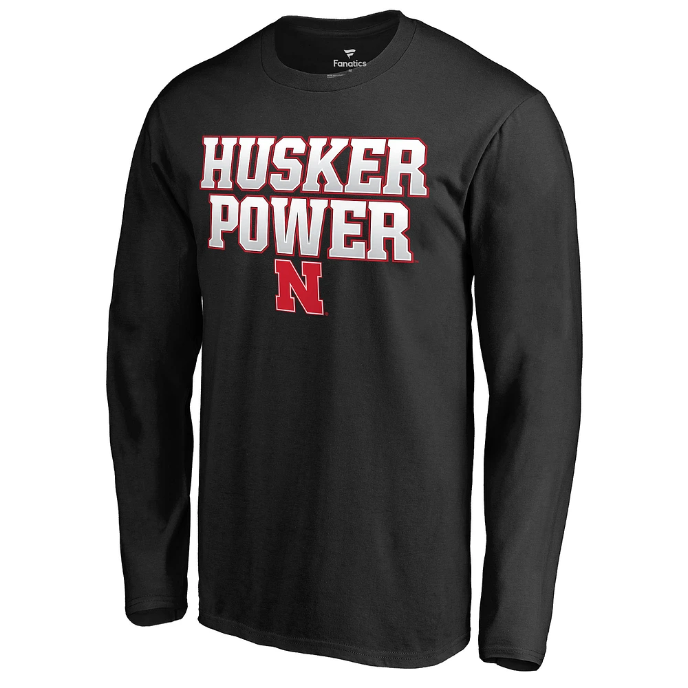 Men's Black Nebraska Huskers Hometown Collection Husker Power Long Sleeve T-Shirt