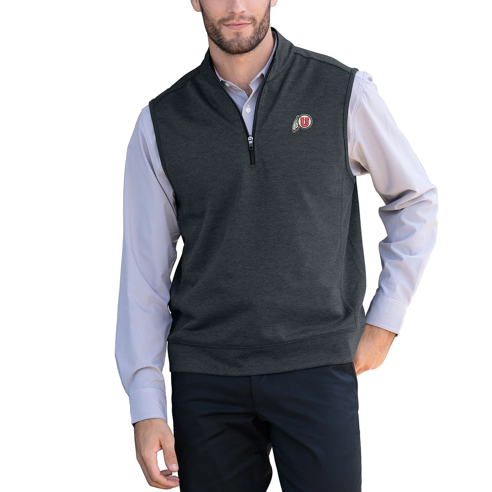 Men's Black Utah Utes Vansport Cypress Quarter-Zip Vest