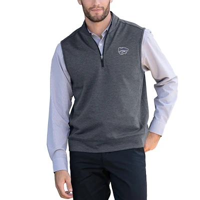 Men's Gray Kansas State Wildcats Vansport Cypress Quarter-Zip Vest