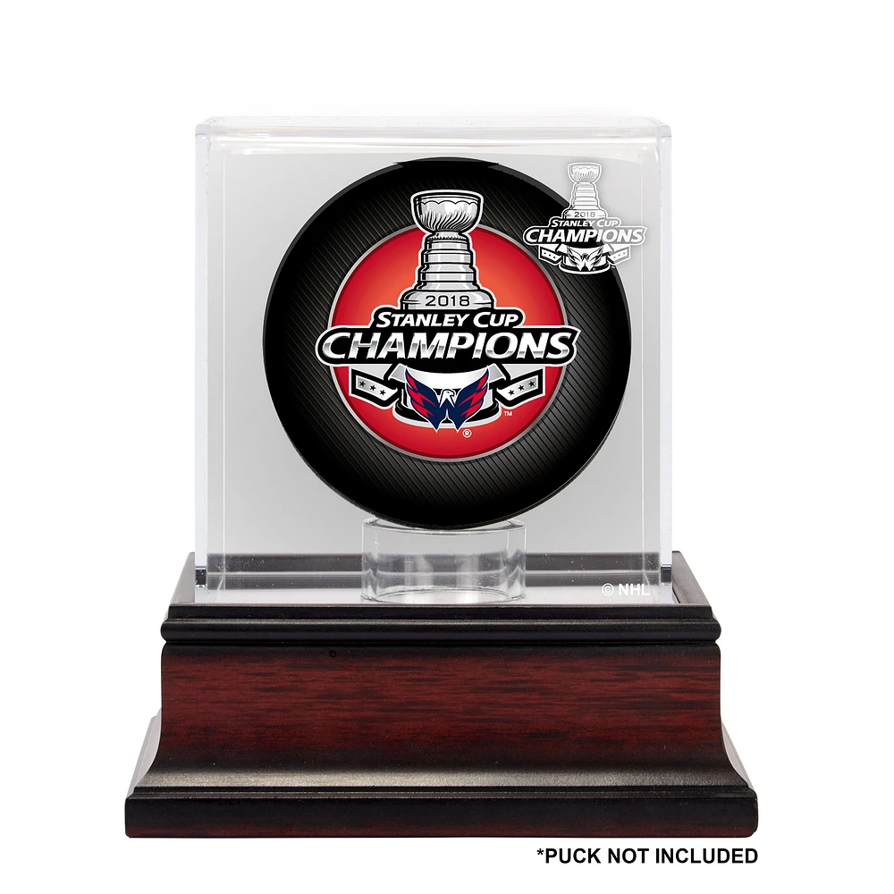 Washington Capitals 2018 Stanley Cup Champions Mahogany Hockey Puck Logo Display Case