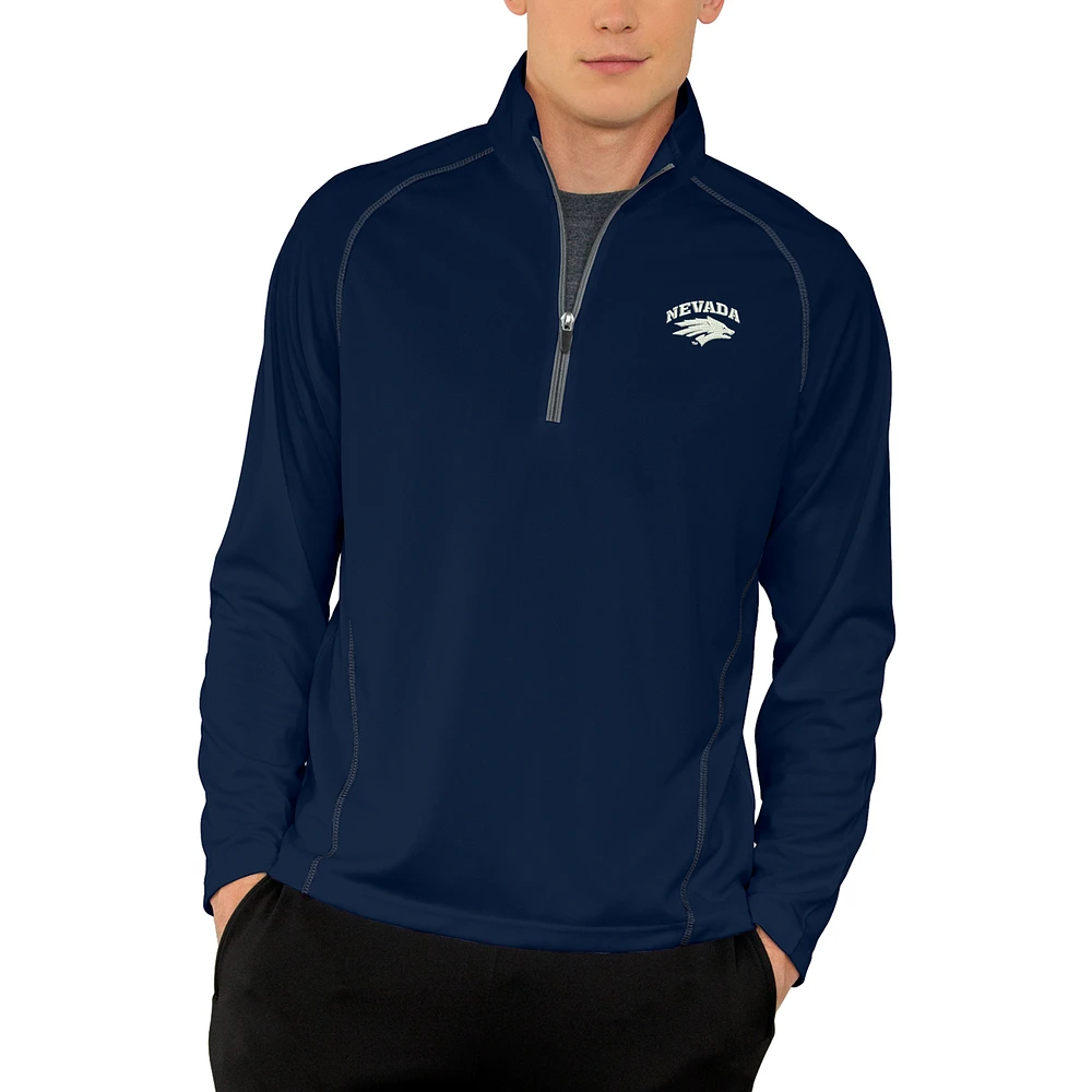 Men's Navy Nevada Wolf Pack Vansport Performance Quarter-Zip Pullover Jacket
