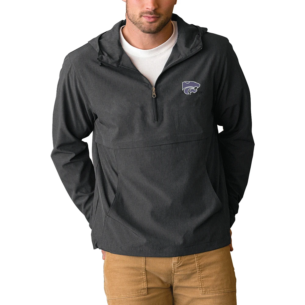 Men's Charcoal Kansas State Wildcats Stretch Anorak Quarter-Zip Pullover Jacket