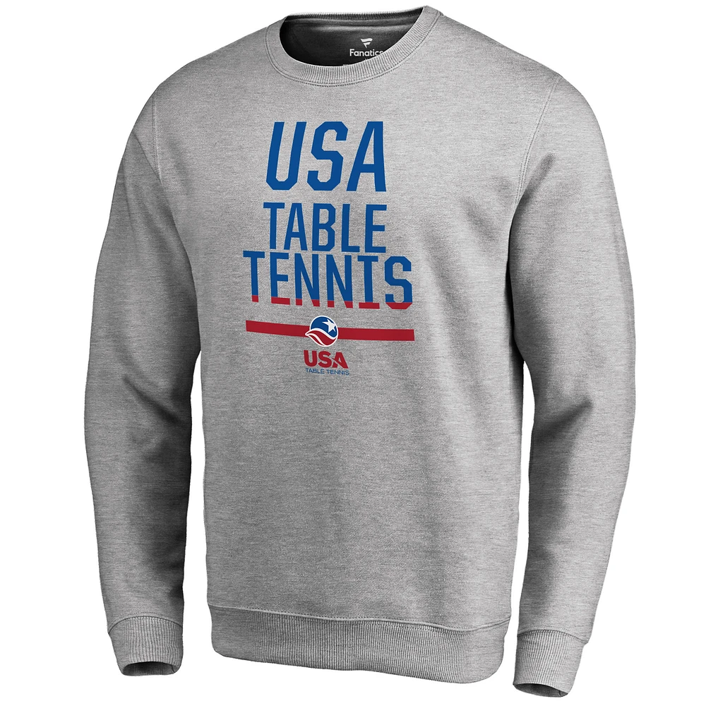 Men's Heathered Gray USA Table Tennis Team Base Sweatshirt