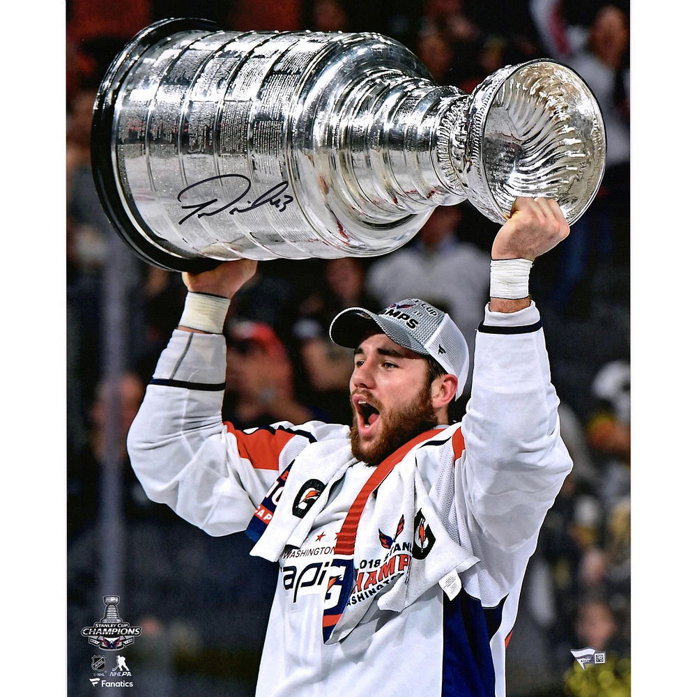 Tom Wilson Washington Capitals 2018 Stanley Cup Champions Autographed 16" x 20" Raising Cup Photograph