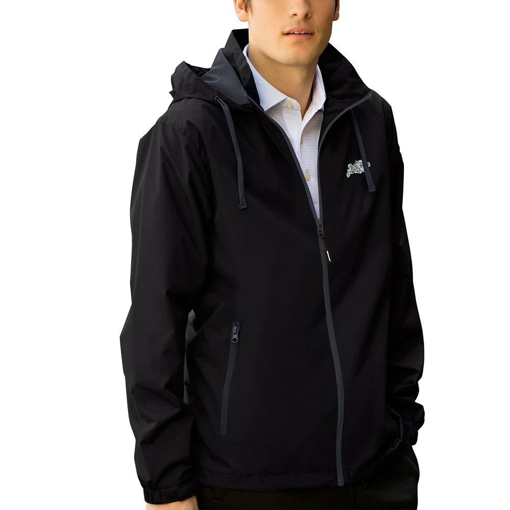 Men's Black/Charcoal Navy Midshipmen Club Full-Zip Hooded Jacket