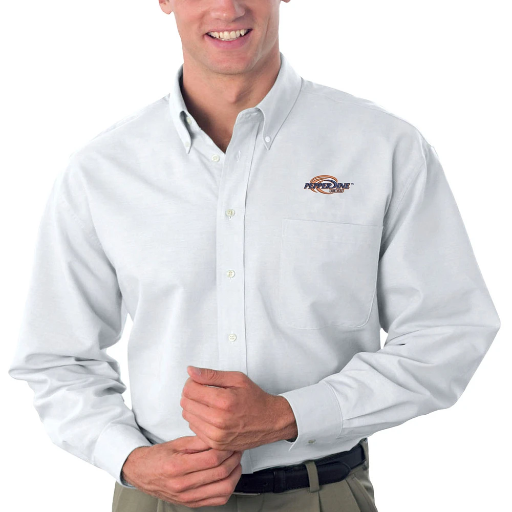 Men's White Pepperdine Waves Big & Tall Velocity Oxford Button-Down Shirt
