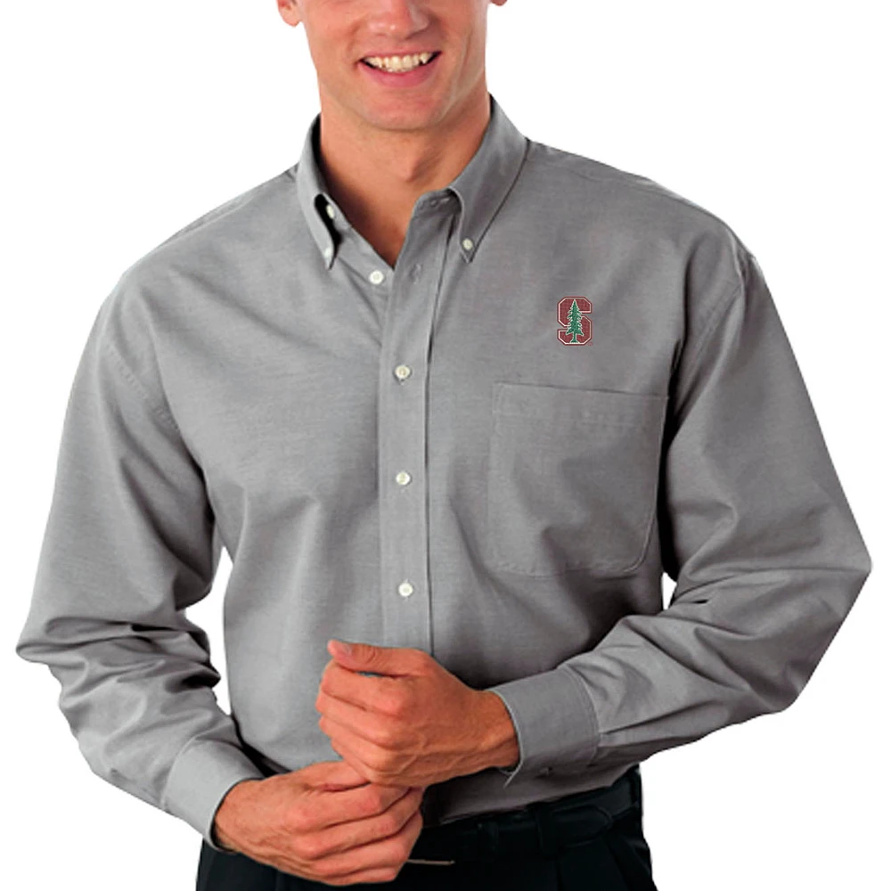 Men's Gray Stanford Cardinal Big & Tall Velocity Oxford Button-Down Shirt