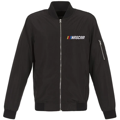 Men's JH Design Black NASCAR Lightweight Nylon Bomber Jacket