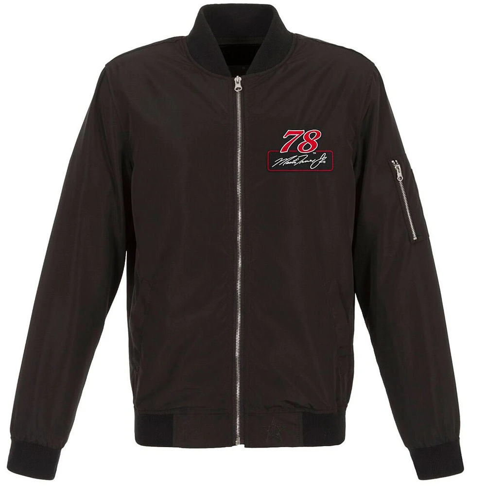 Men's JH Design Black Martin Truex Jr Lightweight Nylon Bomber Jacket