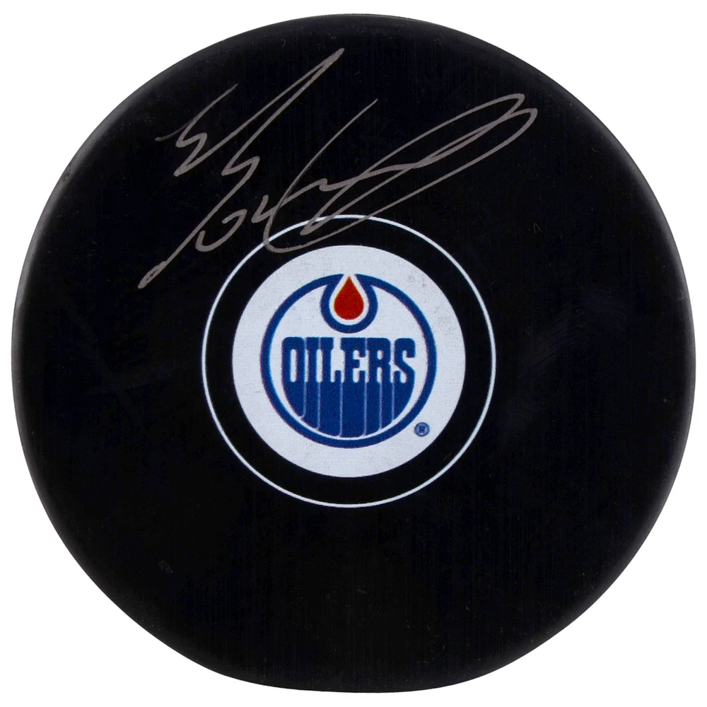 Evan Bouchard Edmonton Oilers Autographed Hockey Puck