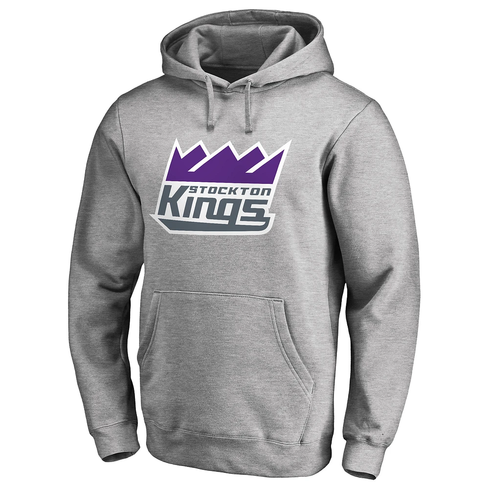 Men's Heathered Gray Stockton Kings Primary Logo Pullover Hoodie
