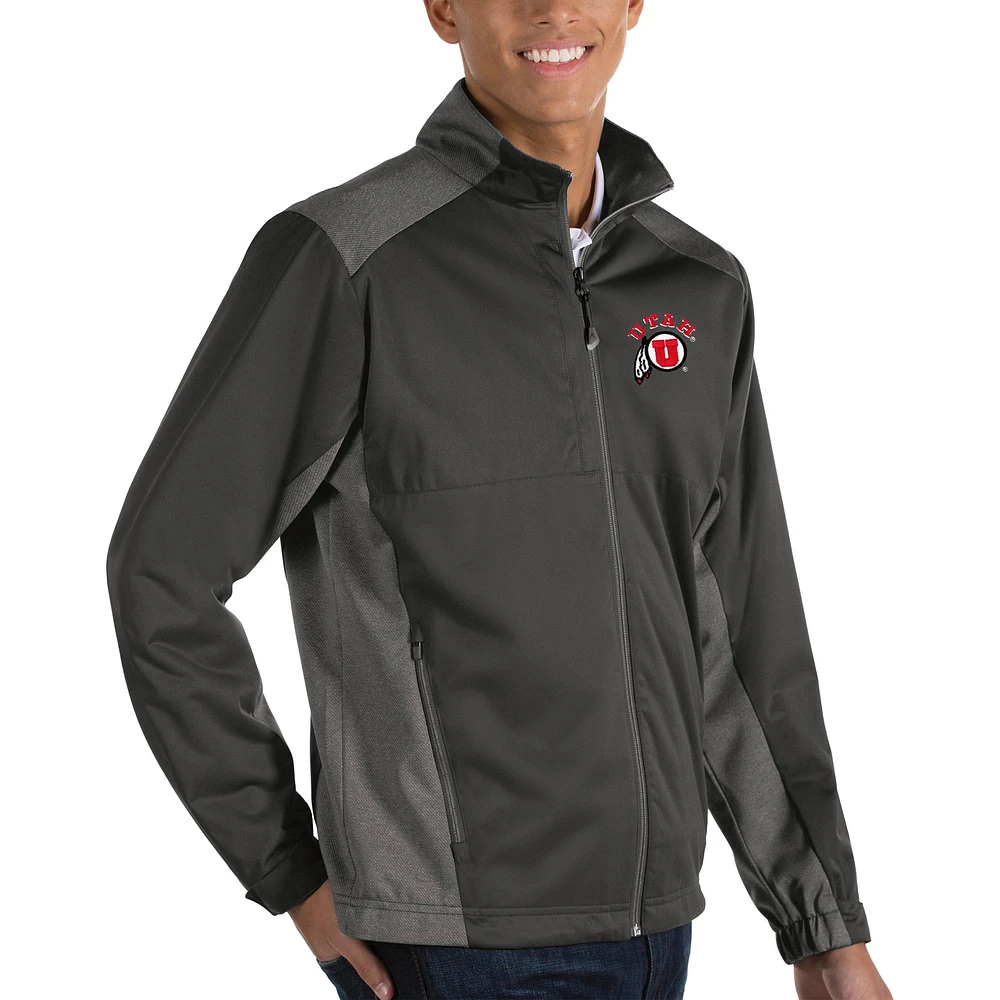 Men's Antigua Charcoal Utah Utes Big & Tall Revolve Full-Zip Jacket