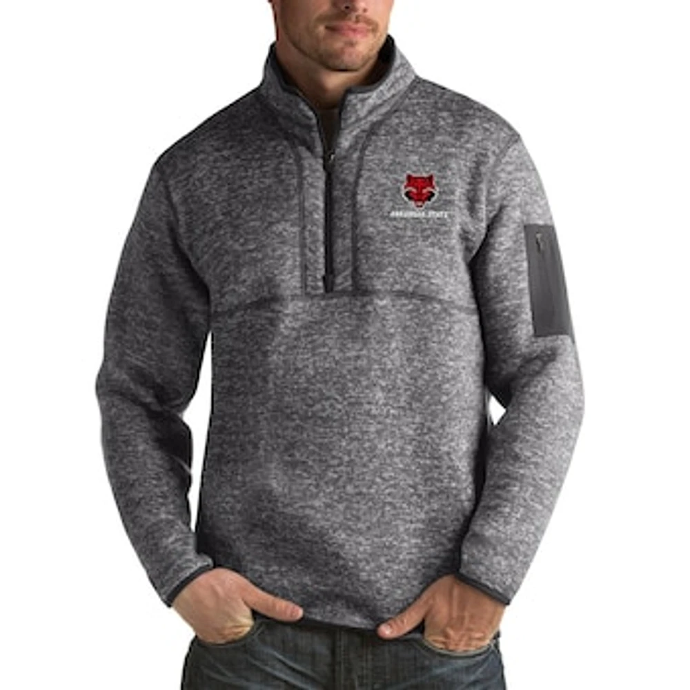 Men's Antigua Charcoal Arkansas State Red Wolves Fortune Big & Tall Quarter-Zip Pullover Jacket