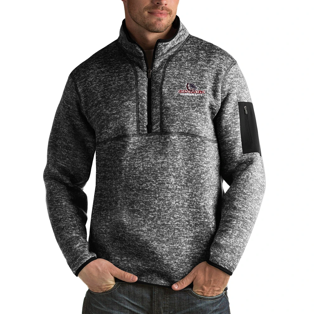 Men's Antigua Black Gonzaga Bulldogs Fortune Big & Tall Quarter-Zip Pullover Jacket