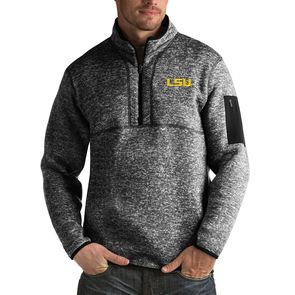 Men's Antigua Black LSU Tigers Fortune Big & Tall Quarter-Zip Pullover Jacket