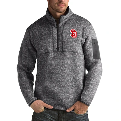 Men's Antigua Charcoal South Dakota Coyotes Fortune Big & Tall Quarter-Zip Pullover Jacket