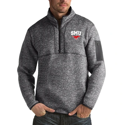 Men's Antigua Charcoal SMU Mustangs Fortune Big & Tall Quarter-Zip Pullover Jacket