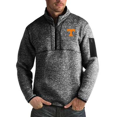 Men's Antigua Black Tennessee Volunteers Fortune Big & Tall Quarter-Zip Pullover Jacket